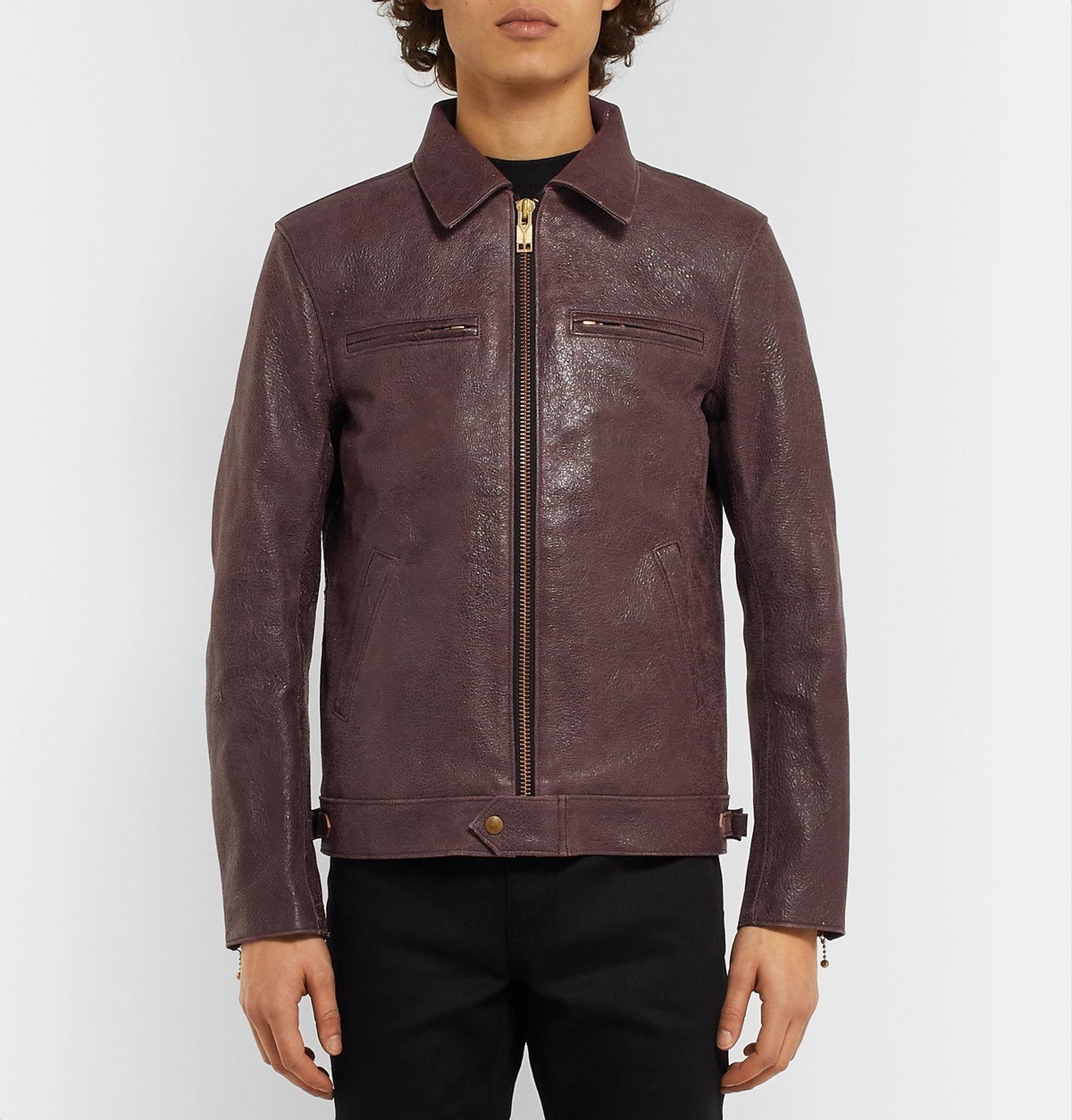 Blackmeans - Distressed Leather Jacket - Brown