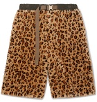 Sacai - Wide-Leg Leopard-Print Faux Fur Shorts - Beige