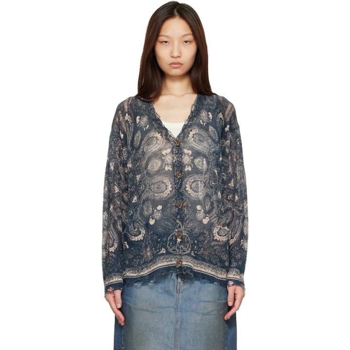 Photo: R13 Blue Printed Boyfriend Cardigan