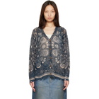 R13 Blue Printed Boyfriend Cardigan