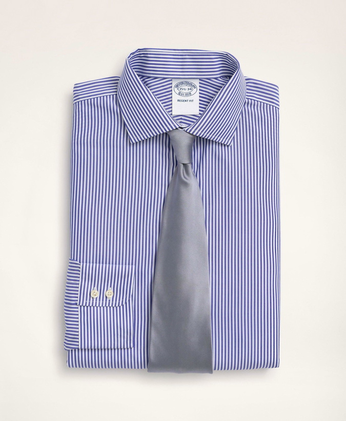 Photo: Brooks Brothers Men's x Thomas Mason Regent Regular-Fit Dress Shirt, English Collar Stripe | Blue