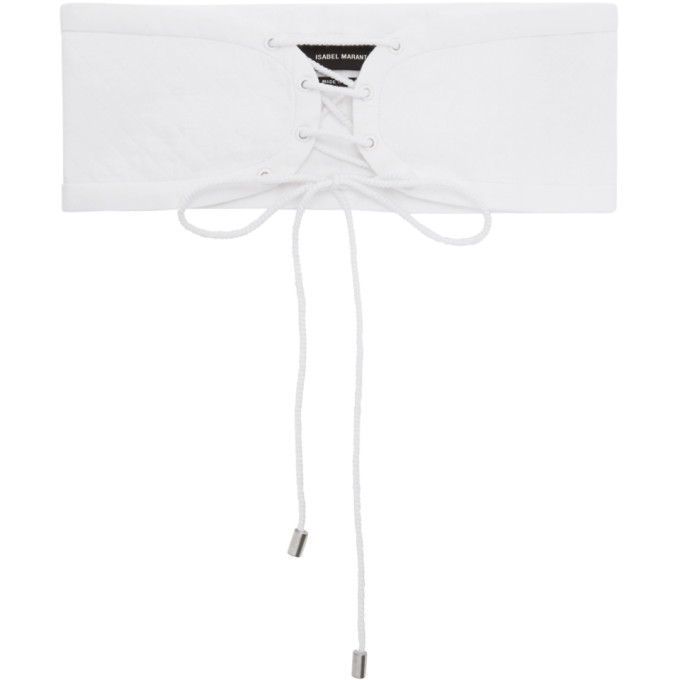 Isabel Marant White Quilted Lace-Up Corset Belt Isabel Marant White Quilted Cotton Lace-Up Belt Size S main image 2