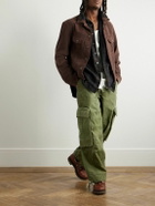 Greg Lauren - Camp-Collar Suede Trucker Jacket - Brown