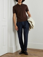 Boglioli - Tapered Herringbone Stretch Linen and Cotton-Blend Trousers - Blue