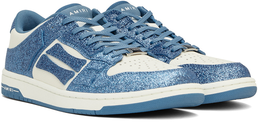 【AMIRI】White&Blue Shimmer Skel Top Low Sneakers AMIRI White & Blue Shimmer Skel Top Low Sneakers Amiri