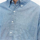 Beams Plus Men's B.D. Pullover Short Sleeve Chambray Shirt in Blue