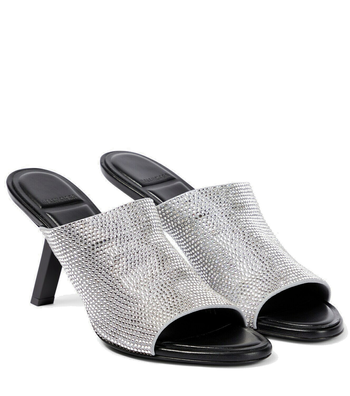 BALENCIAGA 25S FUR-LINED MULES IN TAUPE GRAY FAUX LEATHER