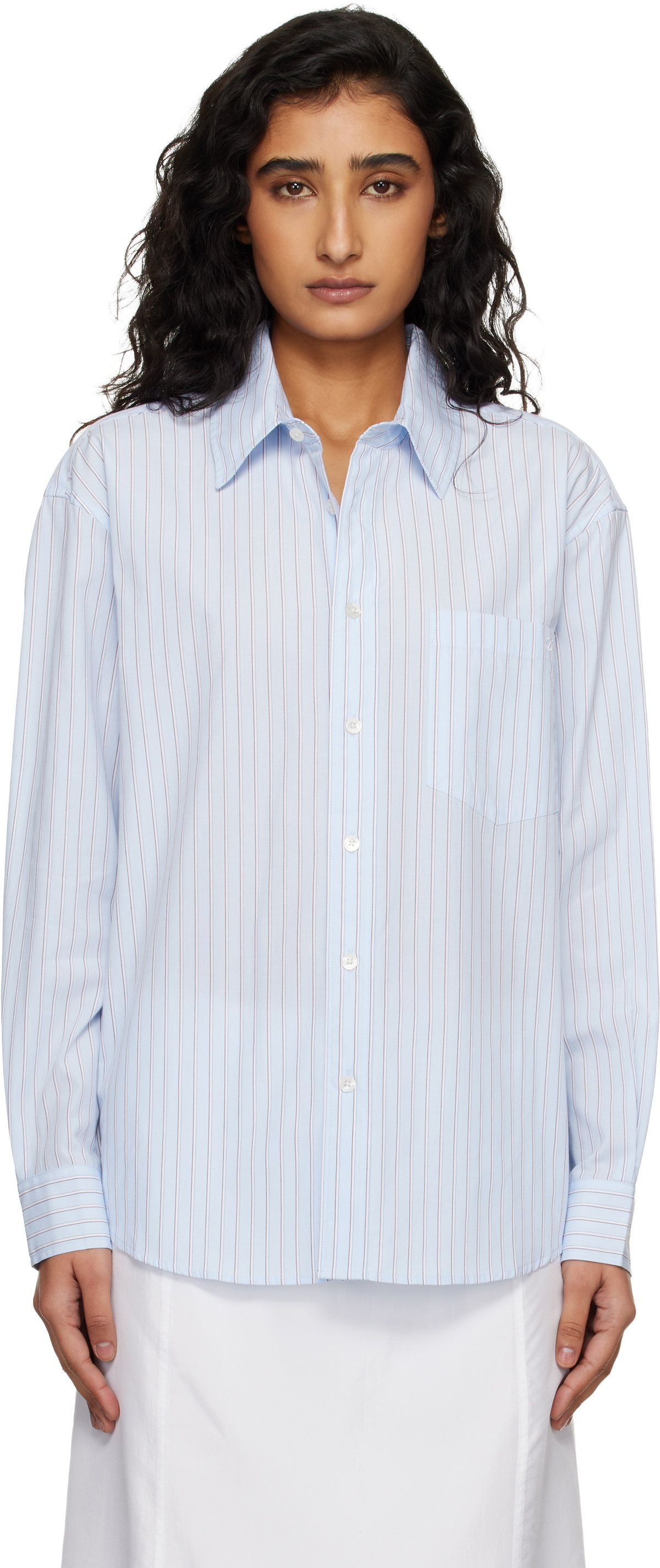Dunst Blue Oversized Striped Shirt