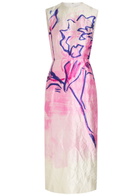 Erdem Printed Crinkled Satin Midi Dress Multi Print