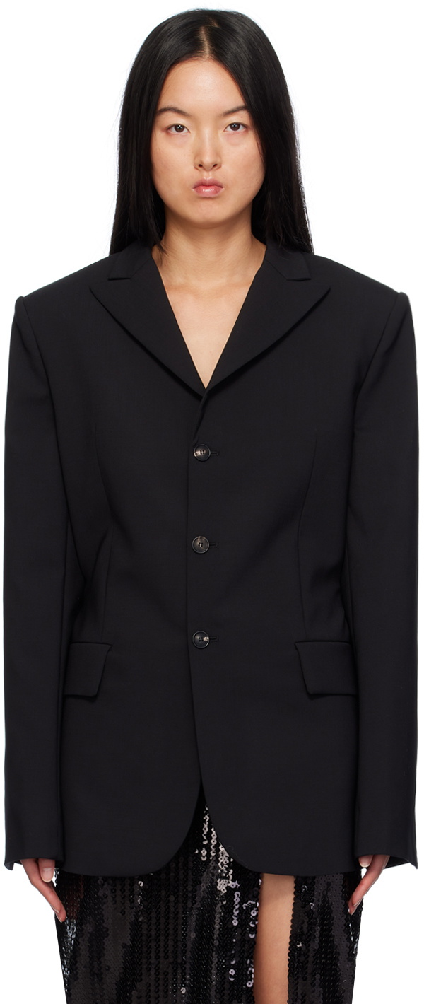 Nensi Dojaka Black Peaked Lapel Blazer