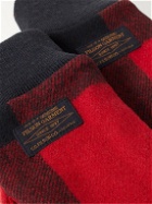 Filson - Leather-Panelled Checked Mackinaw Wool Mittens - Red