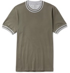 Brunello Cucinelli - Slim-Fit Stripe-Trimmed Cotton-Jersey T-Shirt - Men - Green
