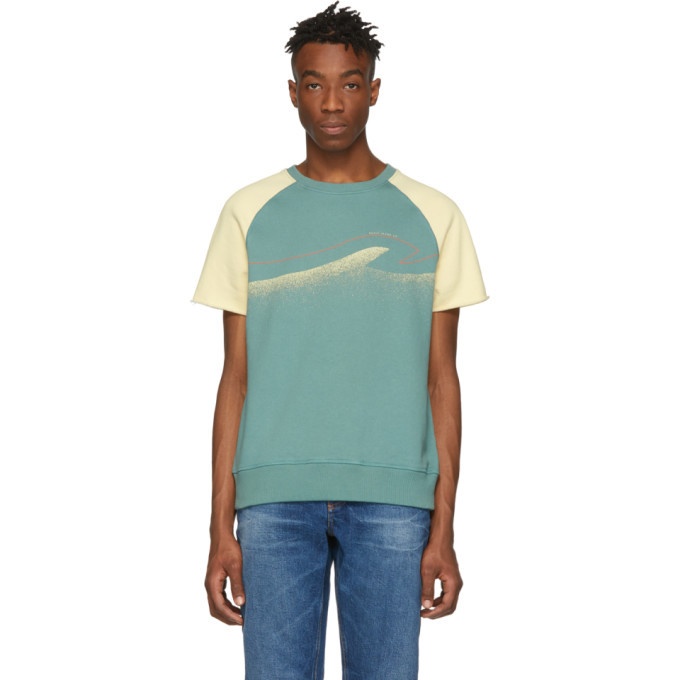 Photo: Nudie Jeans Off-White and Green Colors Sune T-Shirt