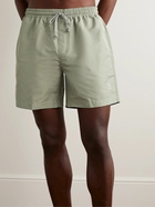 Brunello Cucinelli - Streaight-Leg Long-Length Logo-Embroidered Swim Shorts - Green