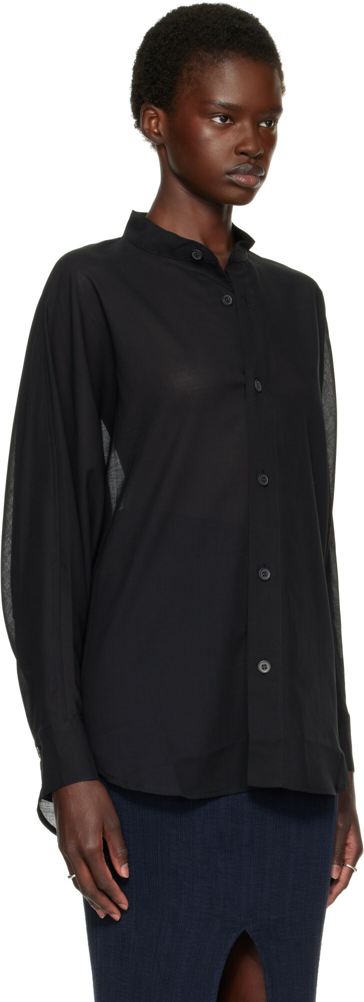 ISSEY MIYAKE Black Sheer Wool Shirt
