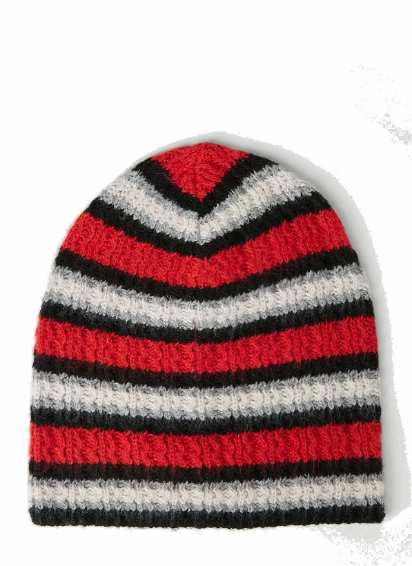 Photo: Striped Beanie Hat in Red