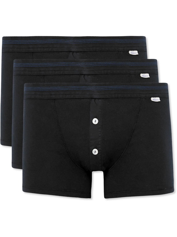 Photo: Schiesser - Karl Heinz Three-Pack Cotton-Jersey Boxer Briefs - Black