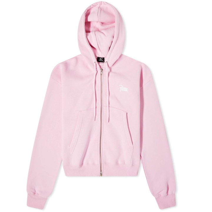 Photo: Patta Women's Femme Basic Cropped Zip Up Hooded Sweater in Cradle Pink