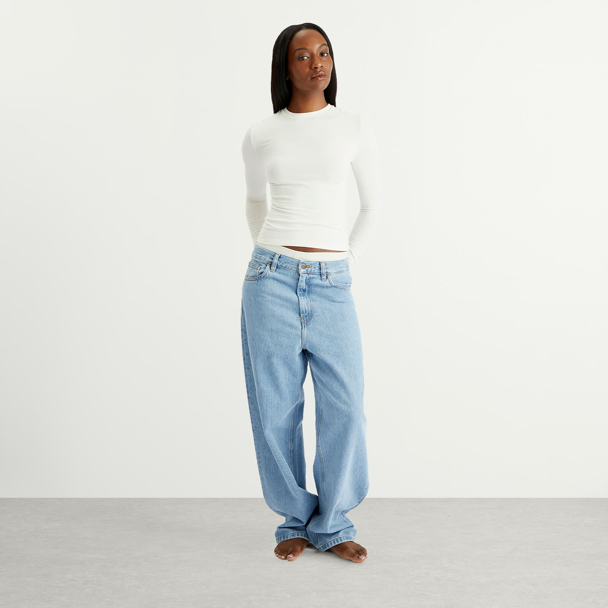 SKIMS Women's Cotton Jersey Long Sleeve T-Shirt in Marble