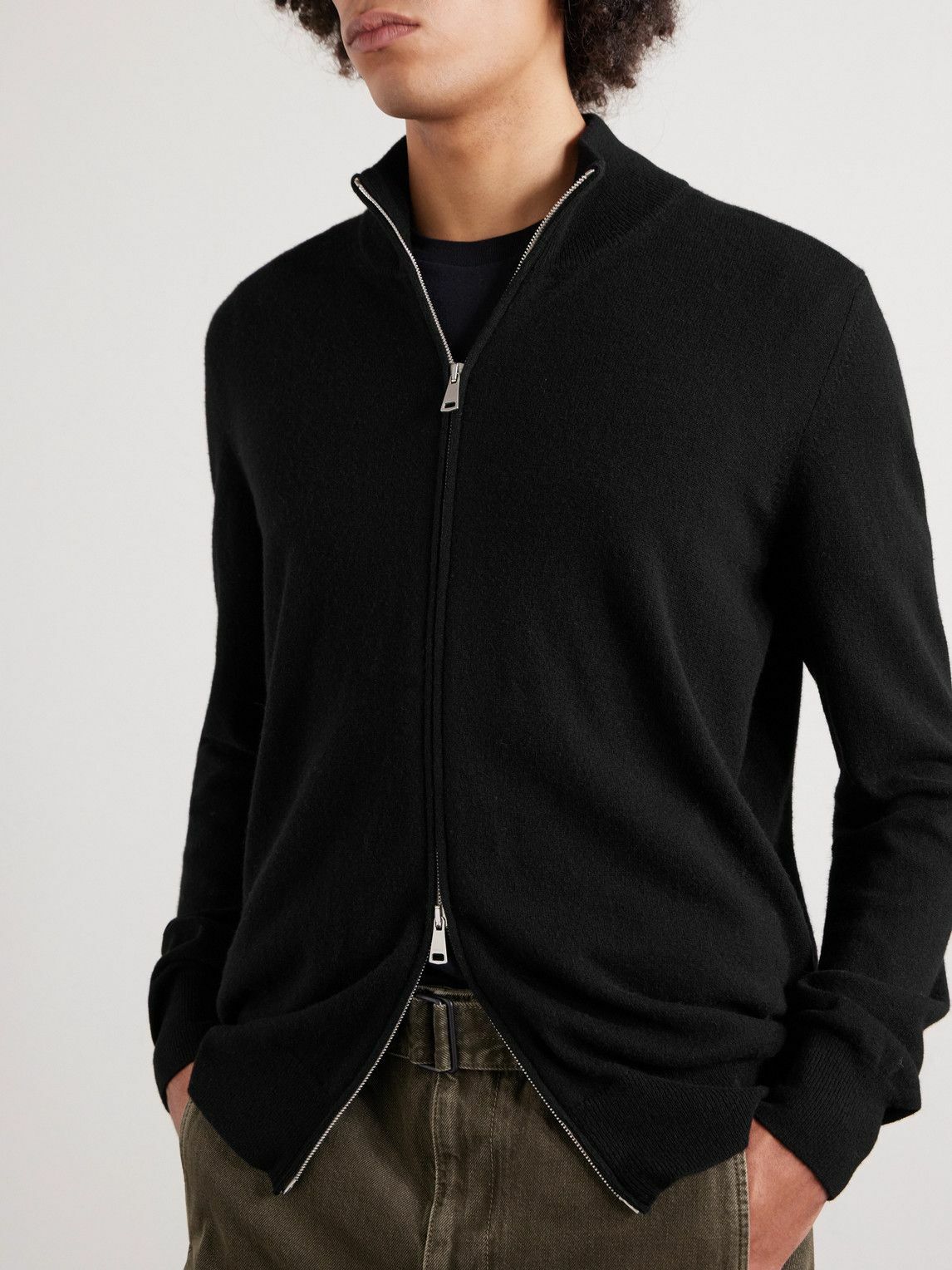 Ghiaia Cashmere - Cashmere Zip-Up Sweater - Black