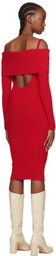 ANDREĀDAMO Red Ribbed Midi Dress