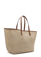Moncler Logo-appliquéd Leather and Woven Tote - White - One Size