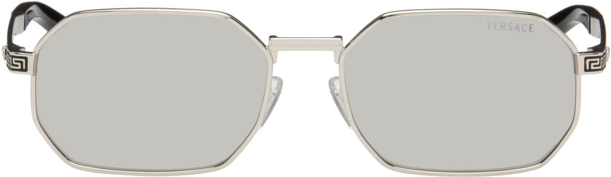 Versace Silver Greca Flow Sunglasses