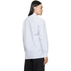 Maison Margiela White & Blue Striped Cotton Shirt