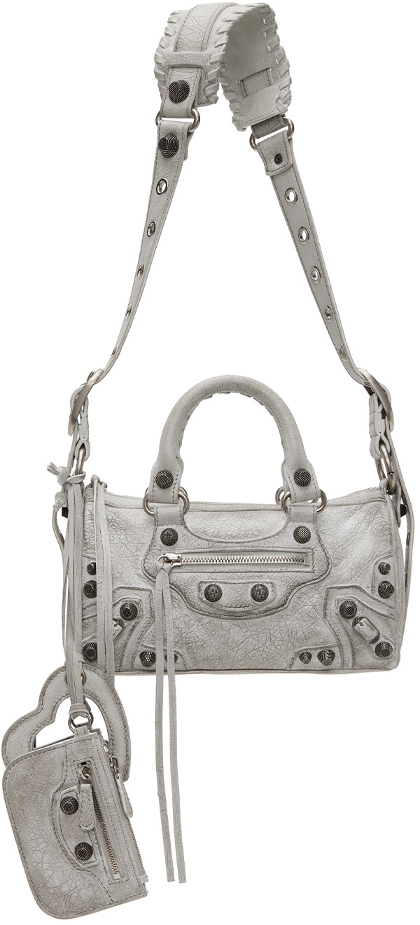 直営店☆BALENCIAGA☆ LE CAGOLE ミニ ダッフルバッグ/ WHITE Balenciaga White Mini 'Le Cagole' Duffle Bag Balenciaga