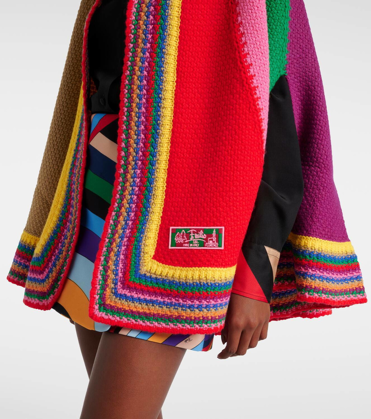 Pucci Colorblocked knitted wool poncho Emilio Pucci