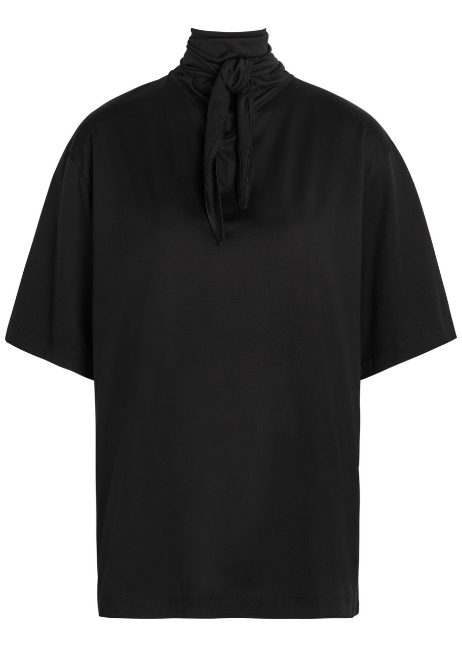 Lemaire Foulard-neck Cotton T-shirt Black