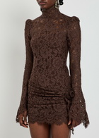 DE LA Vali Bodita Rose-appliquéd Guipure Lace Mini Dress Brown