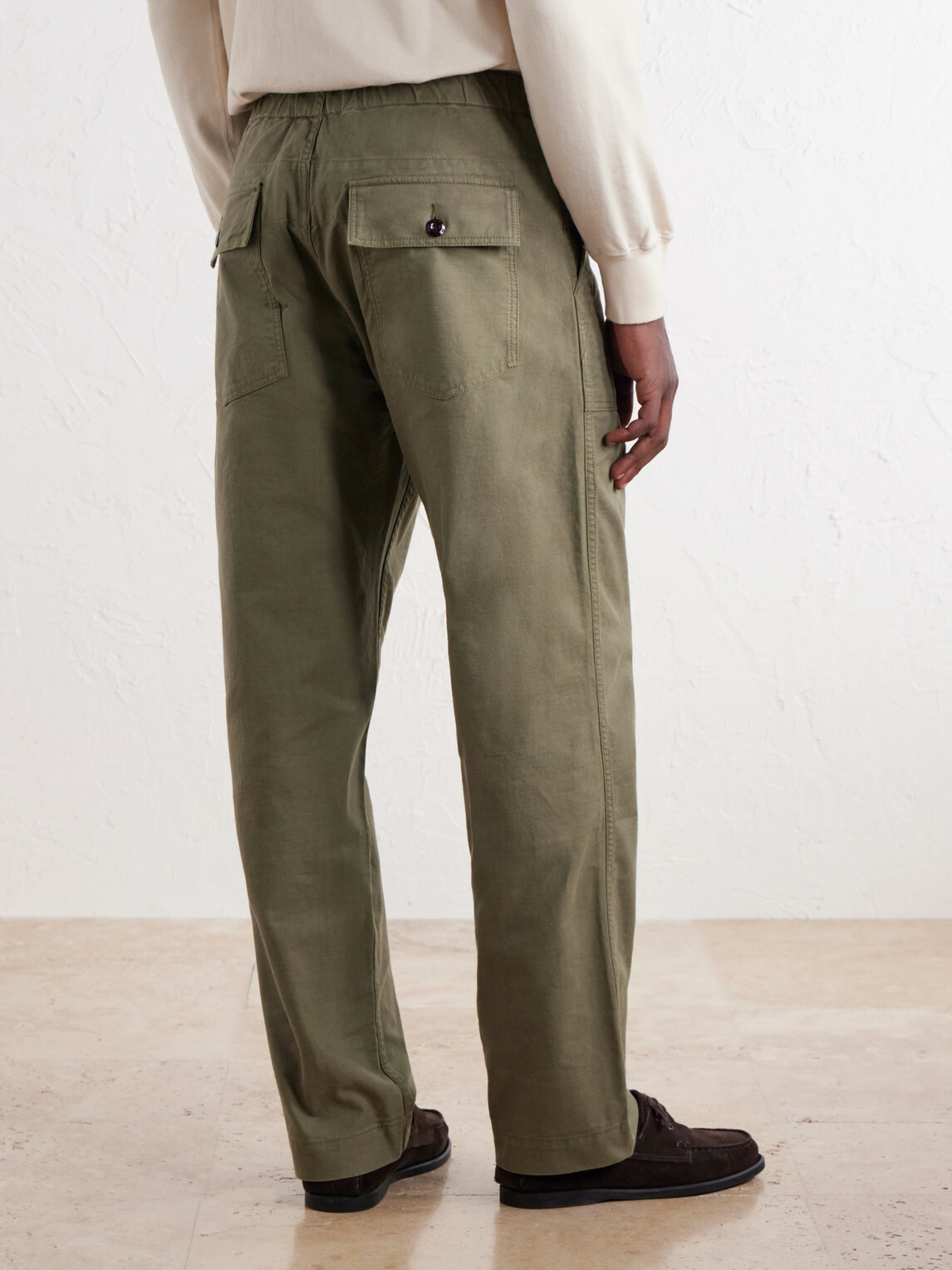Drake's - Straight-Leg Drawstring Cotton-Twill Trousers - Green
