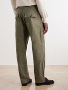 Drake's - Straight-Leg Drawstring Cotton-Twill Trousers - Green