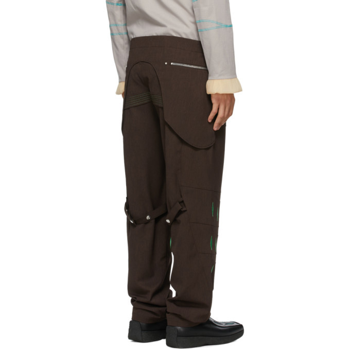 Kiko Kostadinov Brown Embroidered Arcadia Trousers Kiko Kostadinov