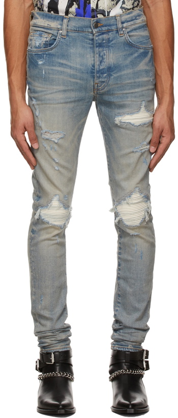 Photo: AMIRI Blue & Taupe MX1 Ultra Suede Jeans
