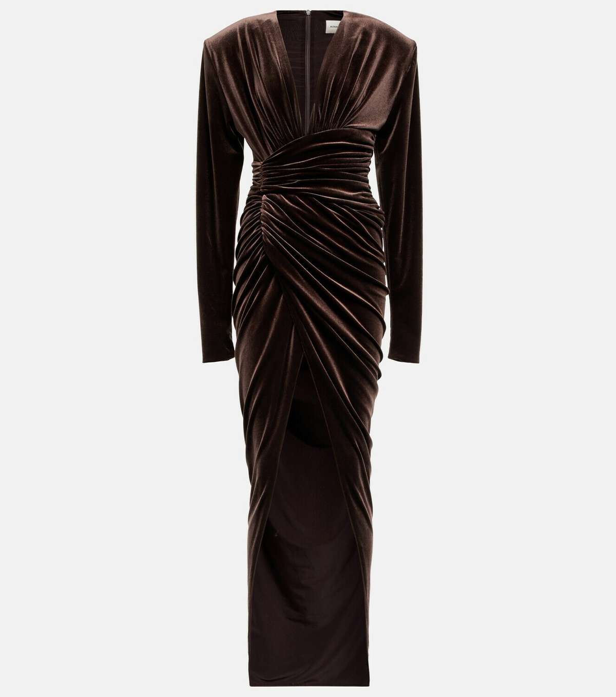 alexandre vauthier green velvet dress Wishes | Bottle Green Velvet High-Neck Maxi Dress With Wrap Skirt main image 0