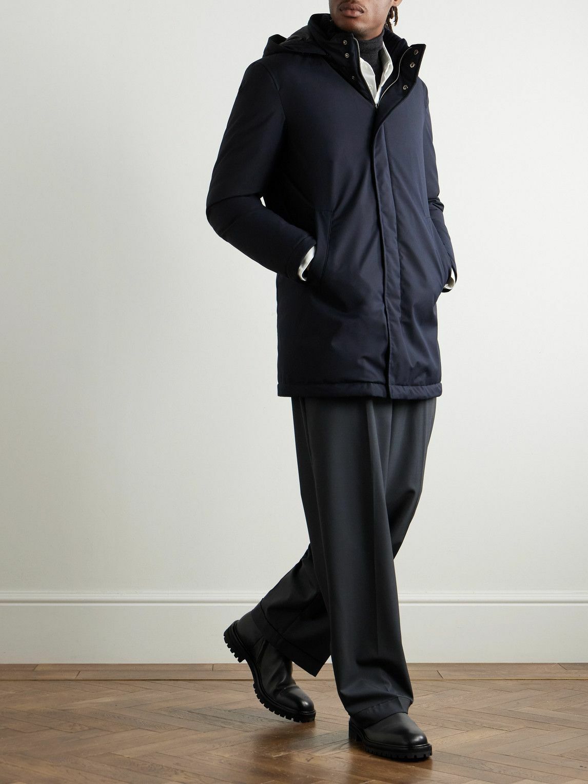 Herno - Padded Twill Hooded Down Parka - Blue