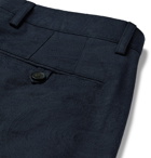 Etro - Midnight-Blue Slim-Fit Paisley Stretch Cotton-Jacquard Trousers - Blue