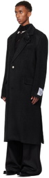 NULLUS Black Camellia Lapel Brooch Coat