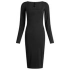 SKIMS Women's Smooth Layers Long Sleeve Midi Dress in Obsidian