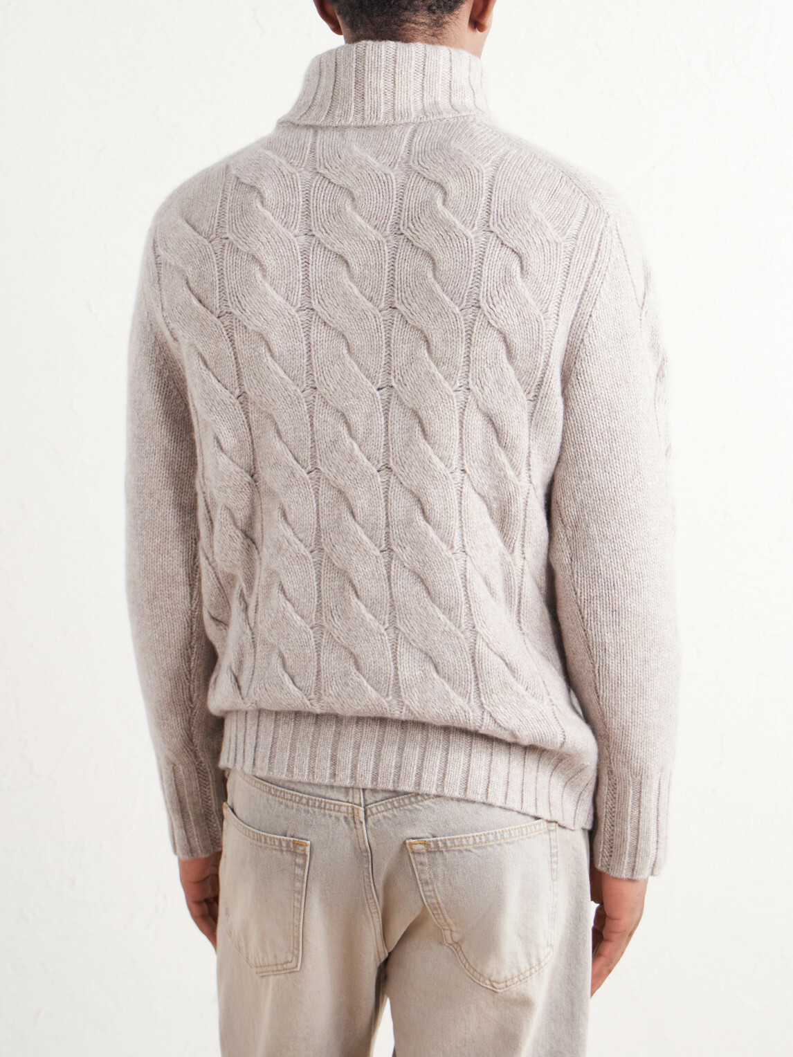 N.PEAL - Cashmere Cable-Knit Rollneck Sweater - Neutrals