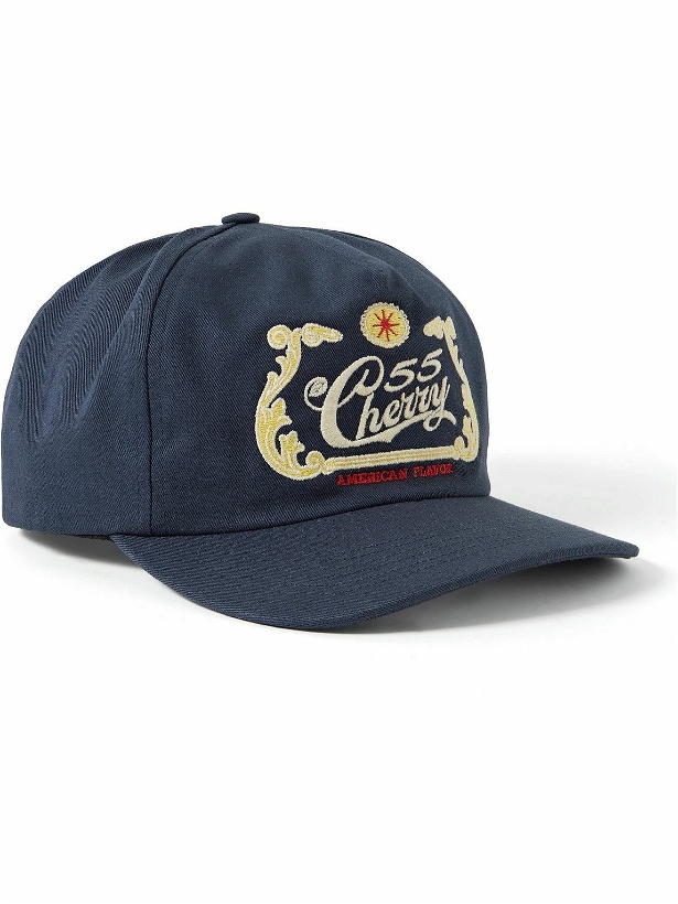 Photo: CHERRY LA - Embroidered Cotton-Twill Baseball Cap