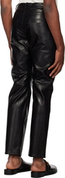 System Black Paneled Faux-Leather Trousers