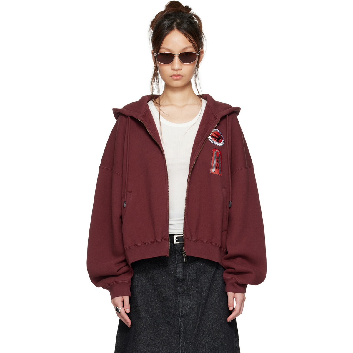 LU'U DAN BRUCE LEE x LỰU ĐẠN Burgundy Zip Hoodie