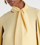 Oscar de la Renta Caped silk-blend georgette gown