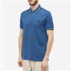 Fred Perry Men's Slim Fit Twin Tipped Polo Shirt in Midnight Blue/Snow White/Black