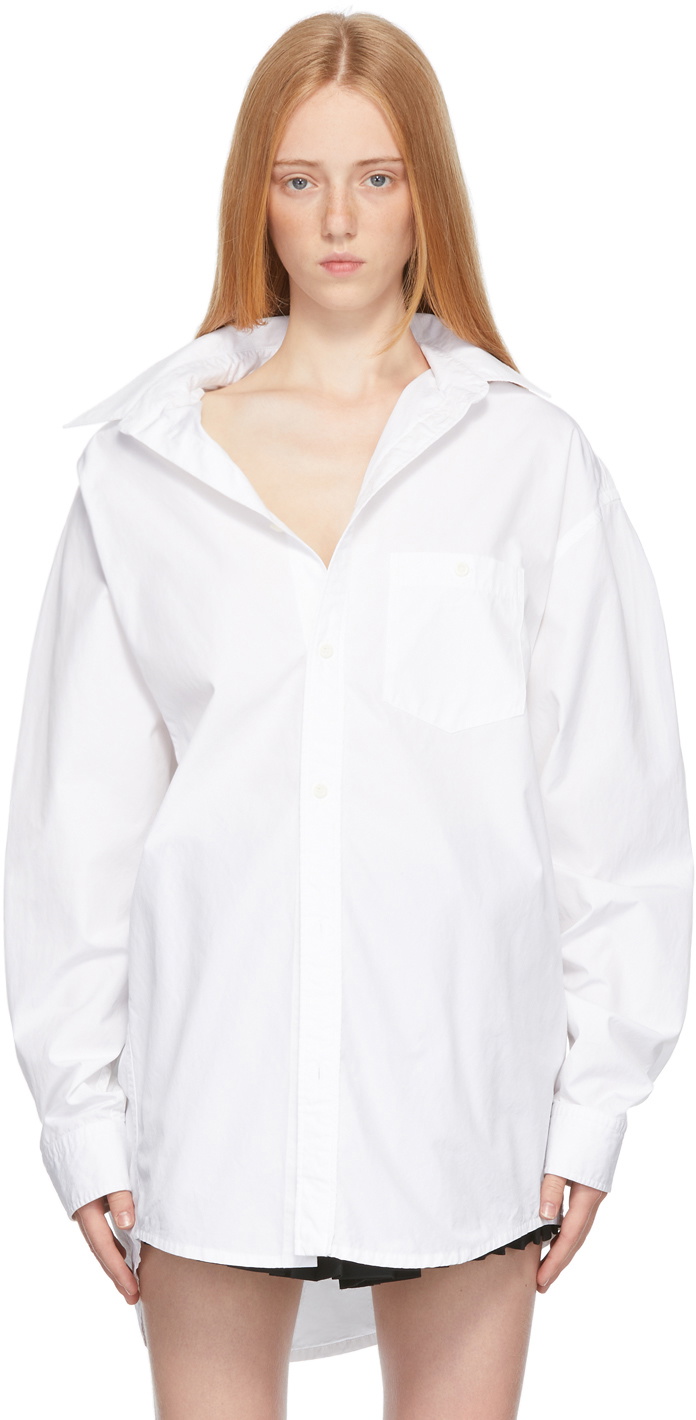Balenciaga White Off-Shoulder Shirt Balenciaga