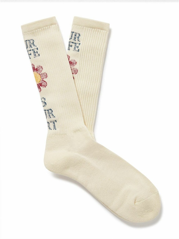 Photo: Anonymous Ism - Ribbed Intarsia Cotton-Blend Socks