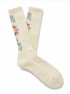 Anonymous Ism - Ribbed Intarsia Cotton-Blend Socks